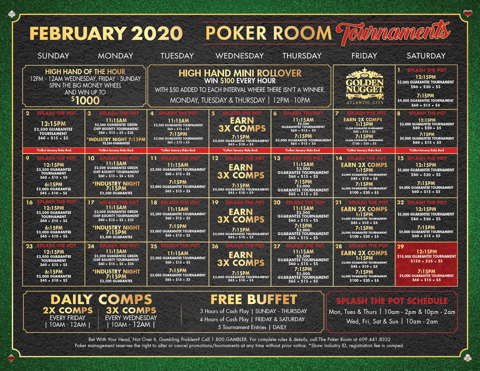 Tournaments in The Poker Room Golden Nugget Atlantic City