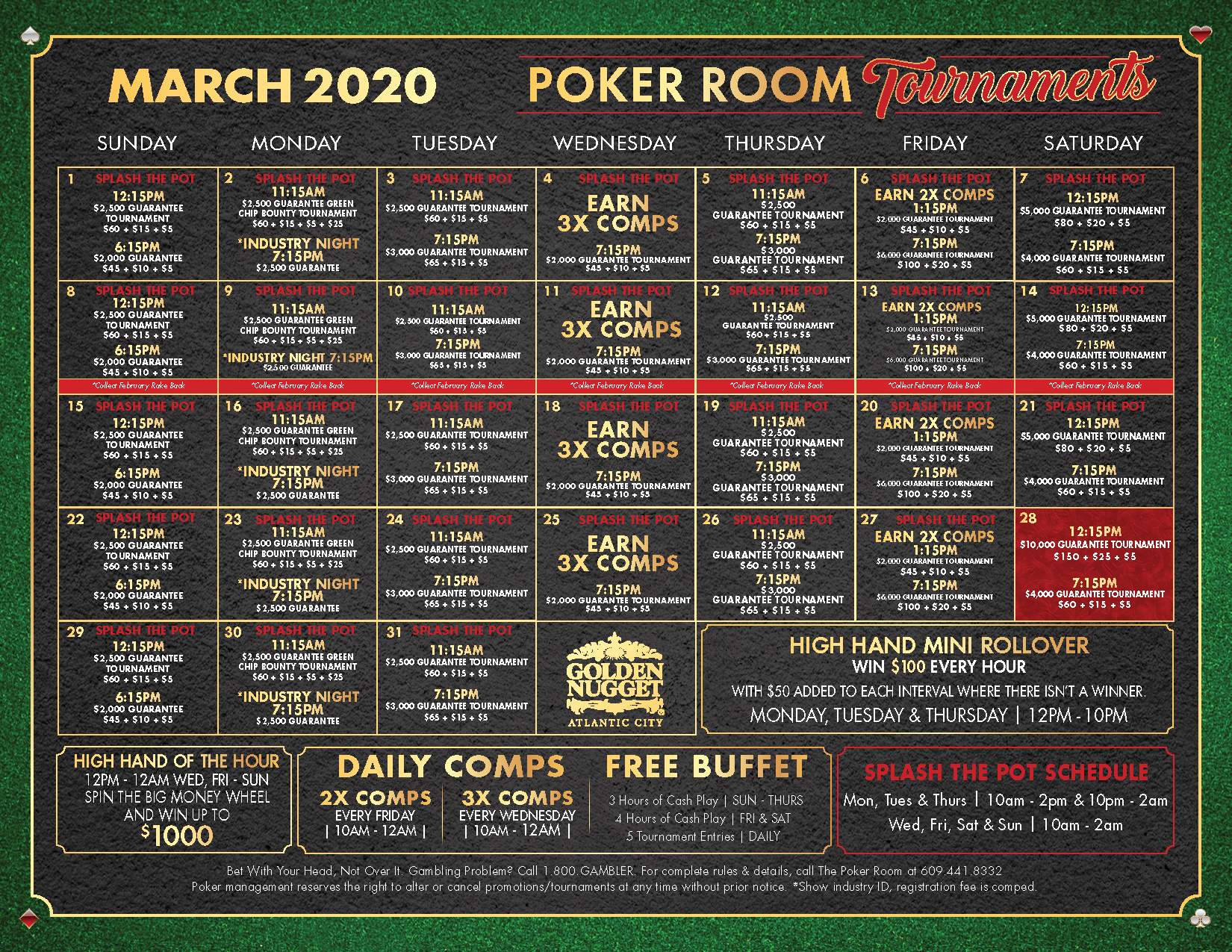 Tournaments in The Poker Room Golden Nugget Atlantic City